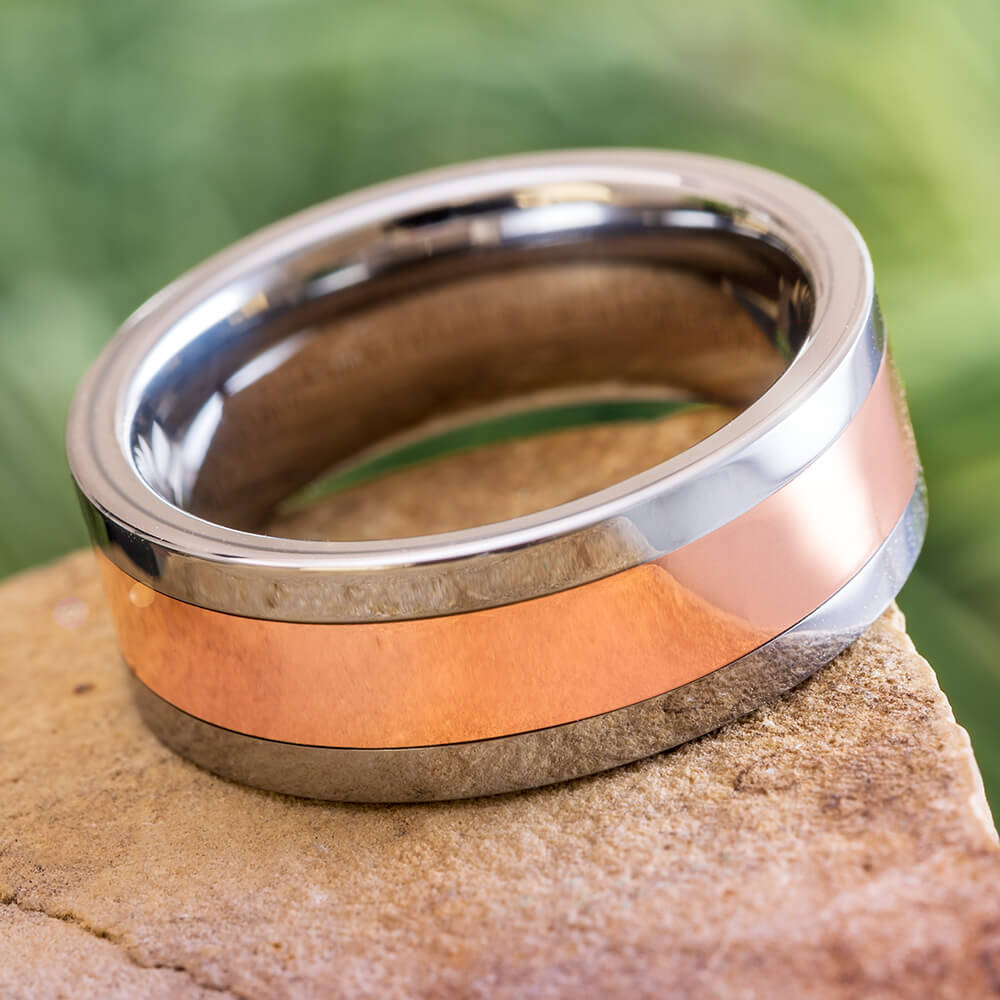 Rose Gold and Tungsten Ring for Men