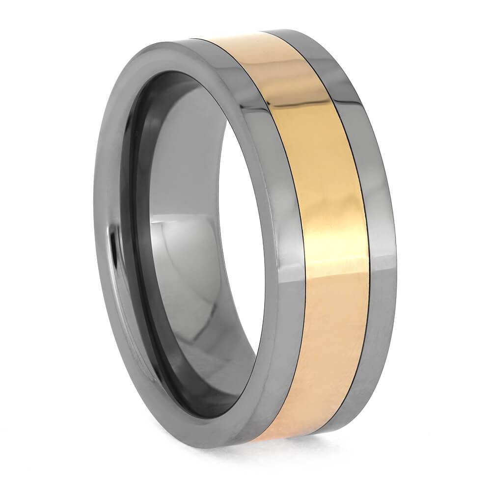 Masculine Tungsten Wedding Band with Gold Inlay