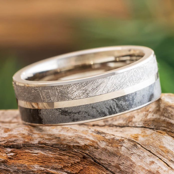 Titanium Wedding Band with Meteorite 7.75 at Jewelry by Johan