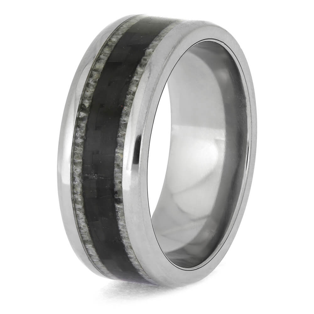 Deer Antler Ring with Carbon Fiber Inlay