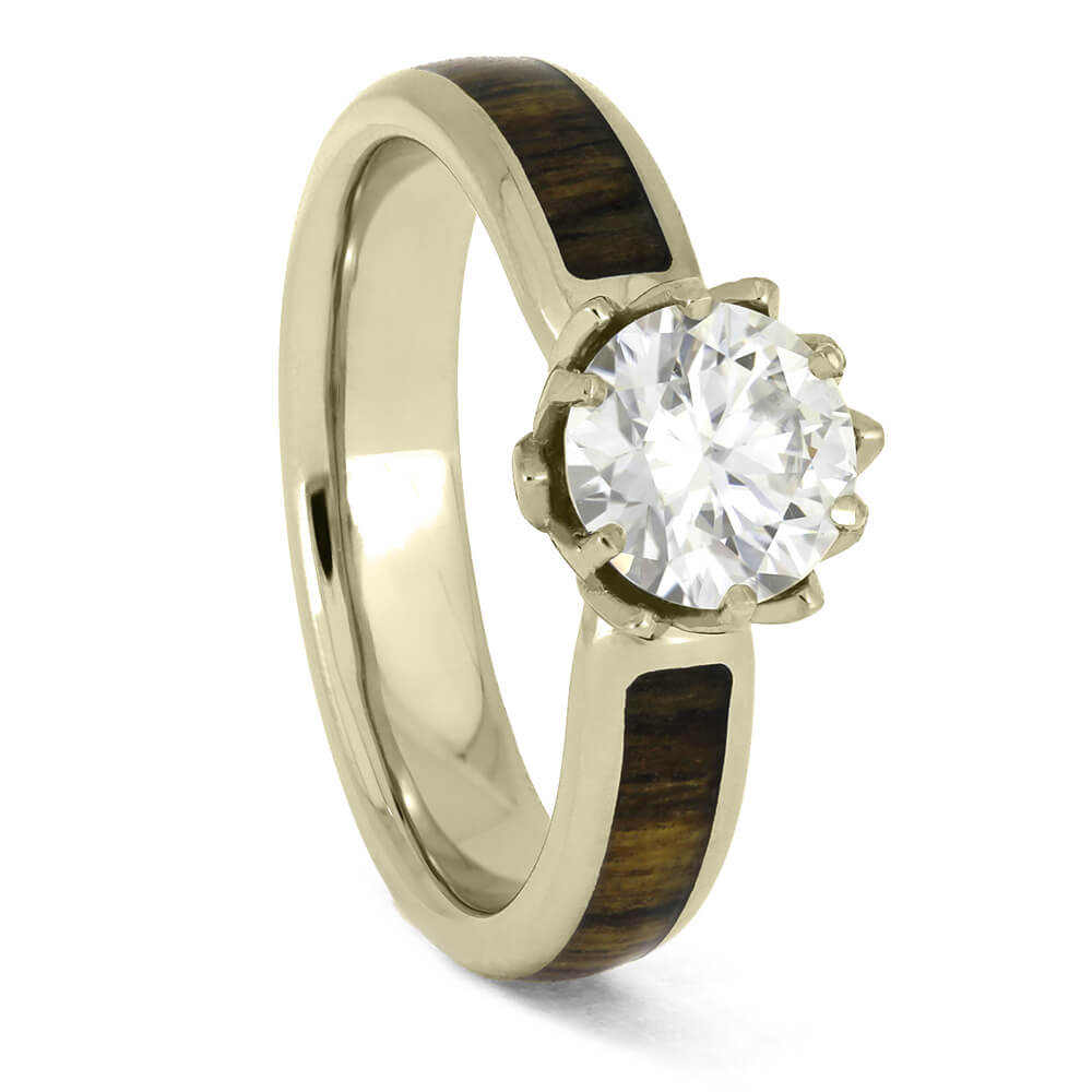 Hardwood Engagement Ring in White Gold