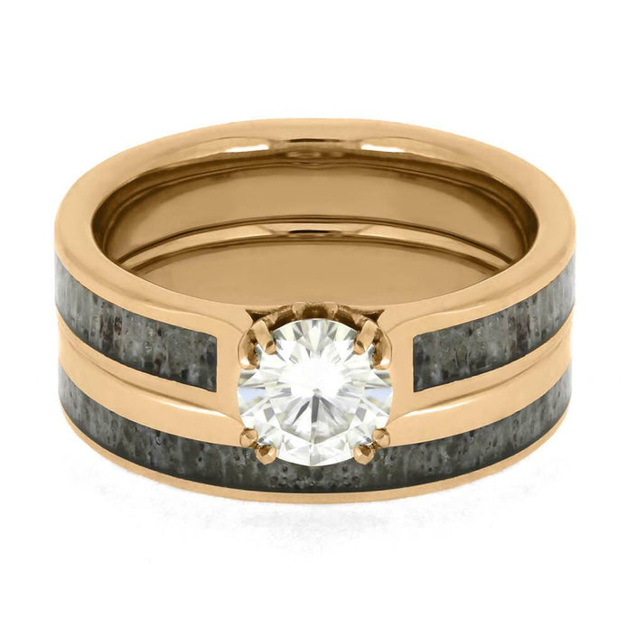 Custom Wedding Rings with Antler