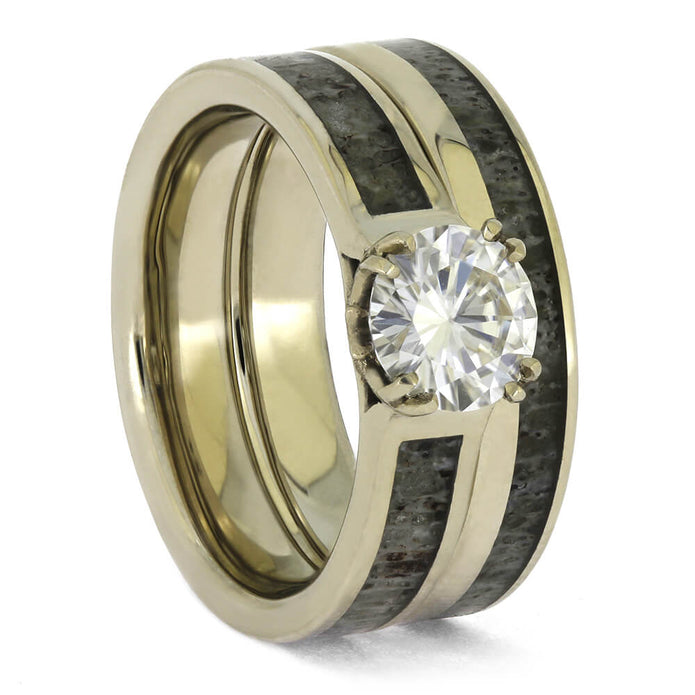 Moissanite Bridal Set with Antler