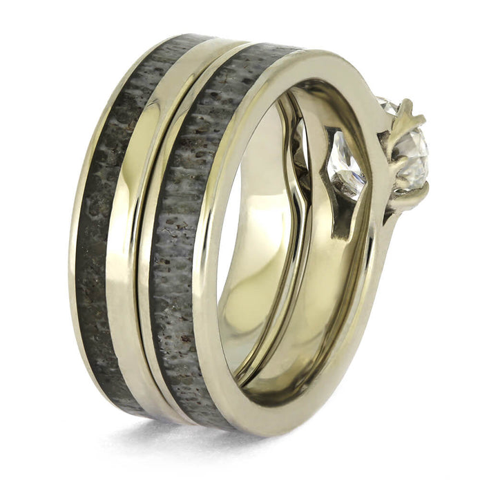 Custom Antler Bridal Set in White Gold