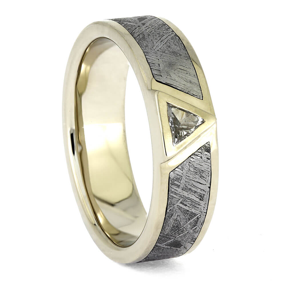 Handmade Meteorite and Diamond Wedding Ring for Men