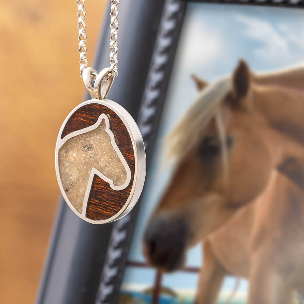 Horse Memorial Pendant Necklace with Ashes