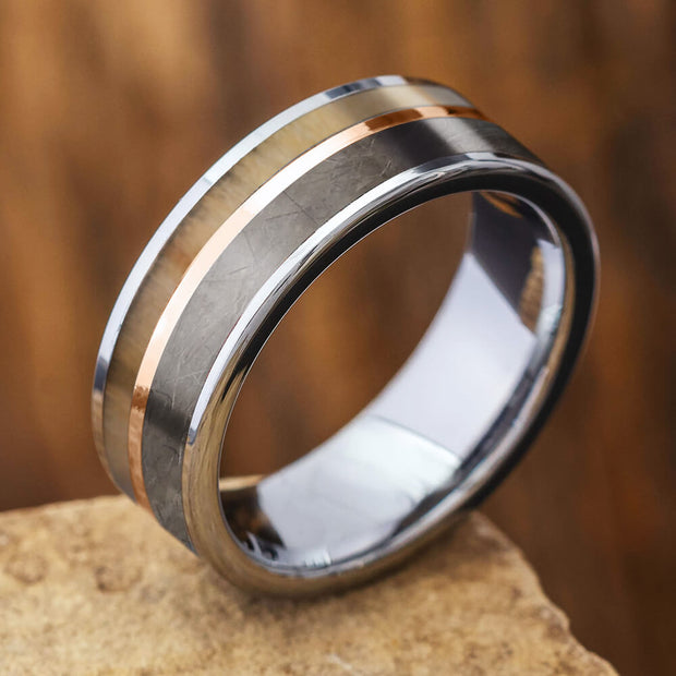 Fur Memorial Ring with Rowan Wood and Rose Gold
