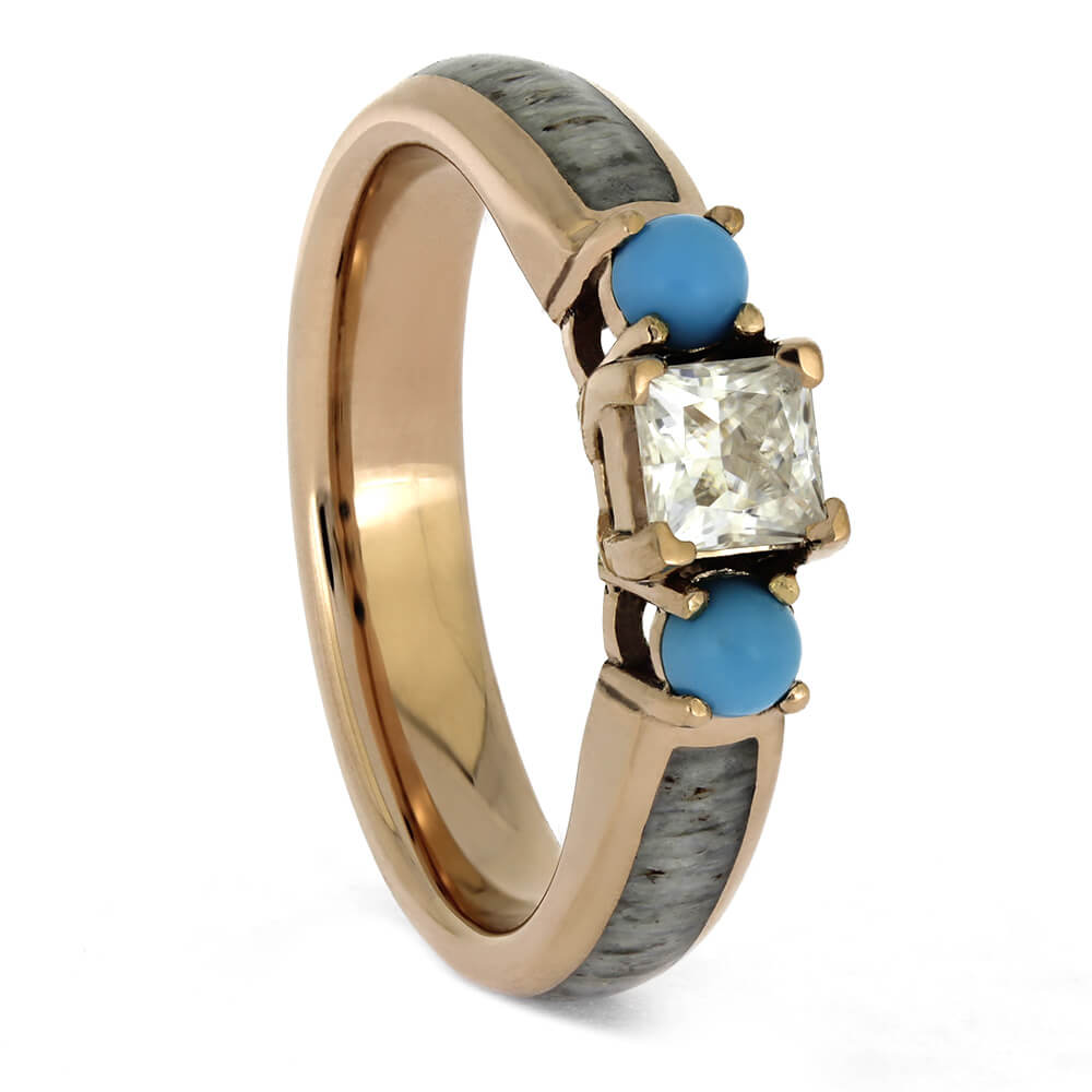 Deer Antler and Turquoise Engagement Ring