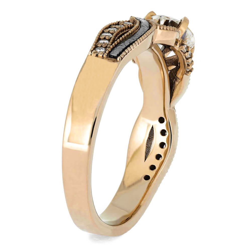 Meteorite Wedding Ring with Diamonds
