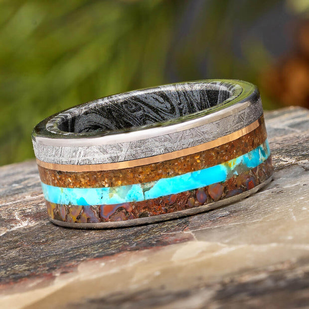 Unique Wedding Band with Multiple Pinstripes