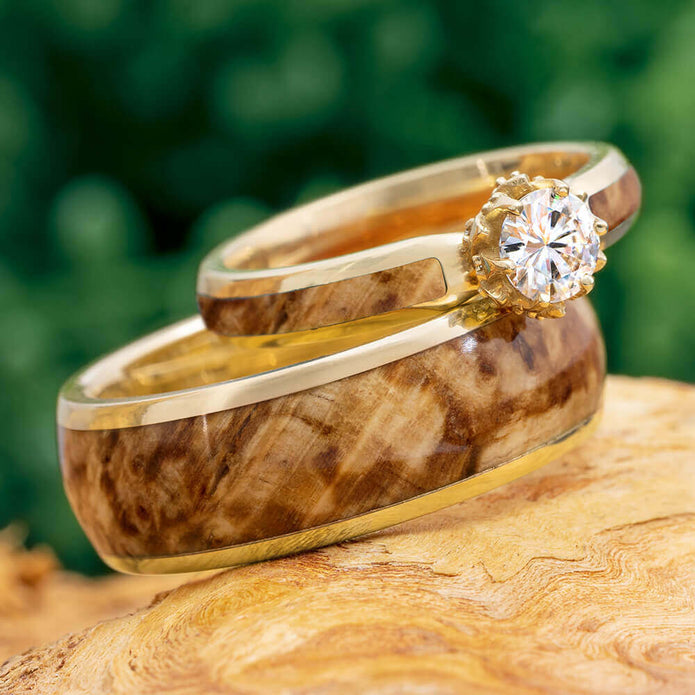 Wood Wedding Ring Set Unique and Personalized Jewelry By Johan