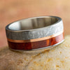 Meteorite and Amboyna Wood Wedding Band