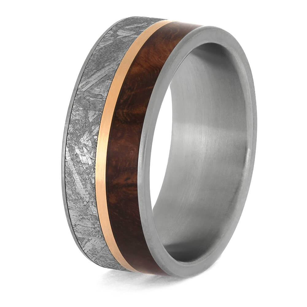 Meteorite and Rose Gold Men's Ring