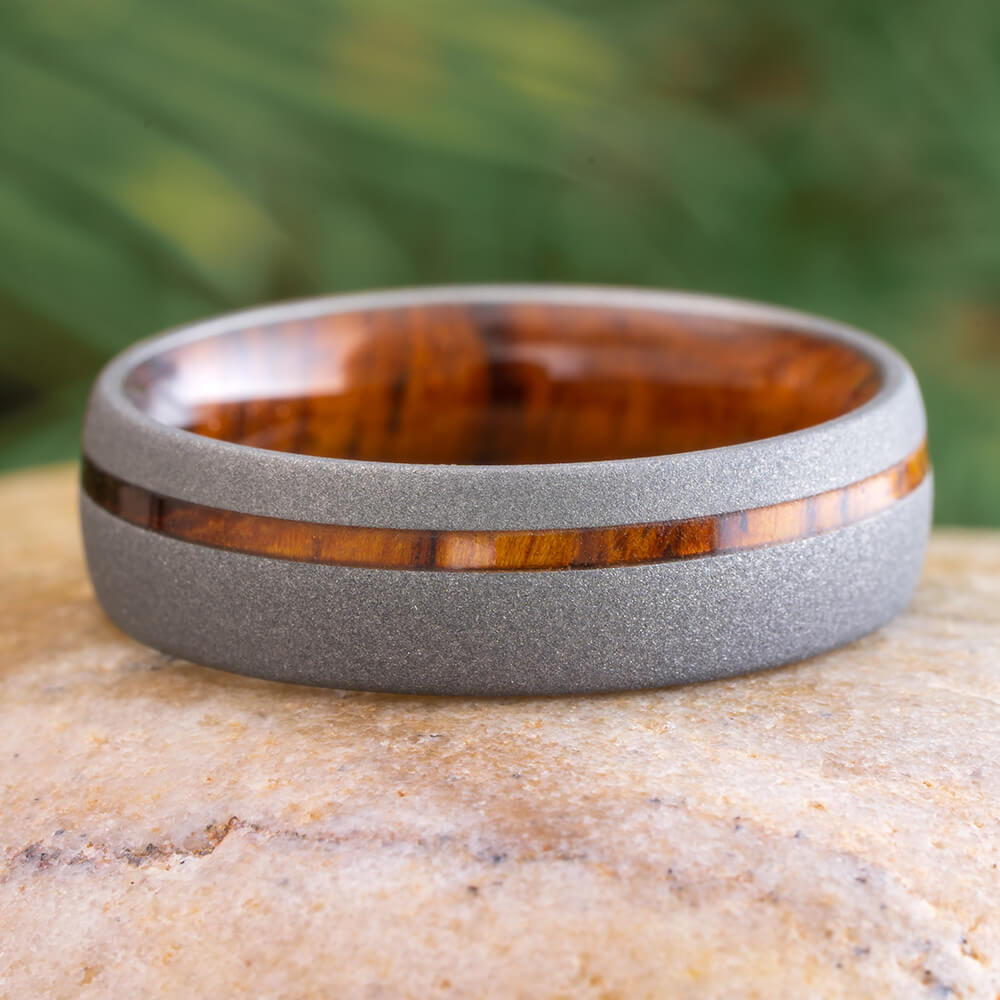 Ironwood and Titanium Ring for Men