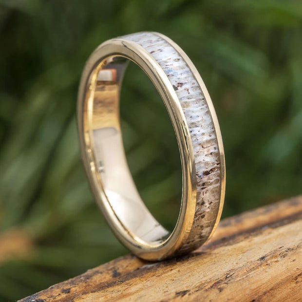 White Gold and Antler Ring