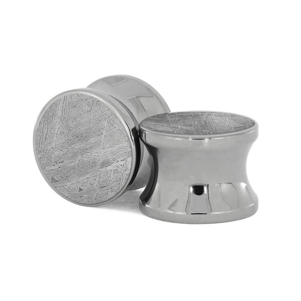Hefty 5/8 inch meteorite ear gauges with titanium casing