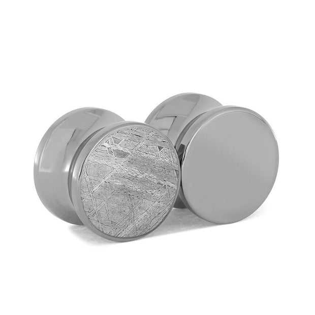 Titanium-cased meteorite ear gauges, 5/8 inch size