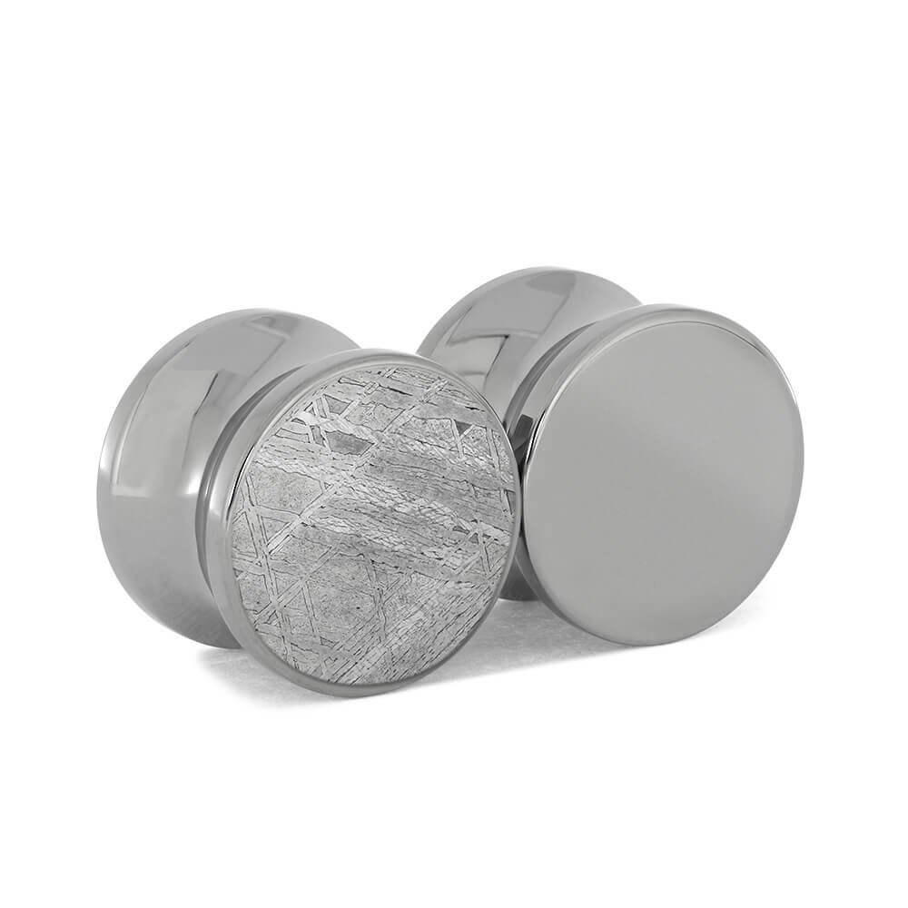 Titanium-cased meteorite ear gauges, 5/8 inch size