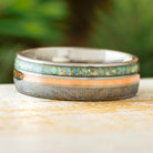 Meteorite and Opal Wedding Band