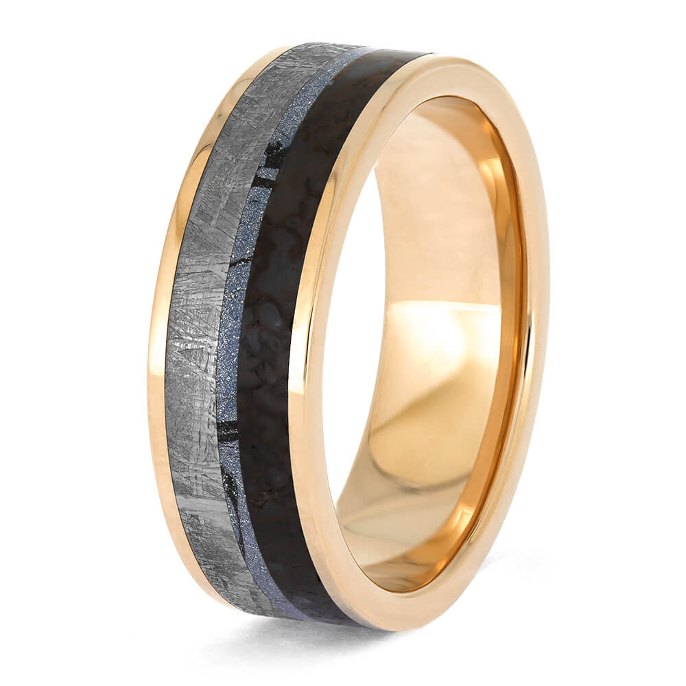 Meteorite and Fossil Ring with Mokume