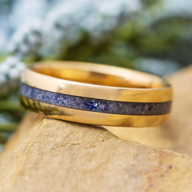 Blue Sapphire Wedding Band in Solid Gold
