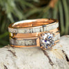 Rose Gold Bridal Set with Deer Antler