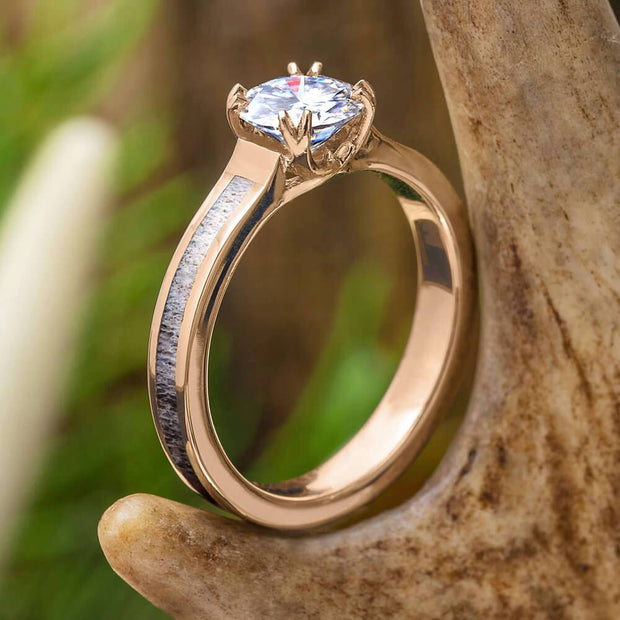 Antler Solitaire with Moissanite