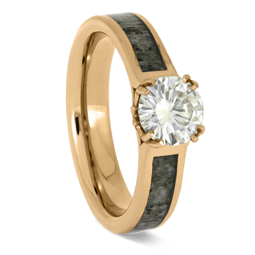 Moissanite Engagement Ring with Antler