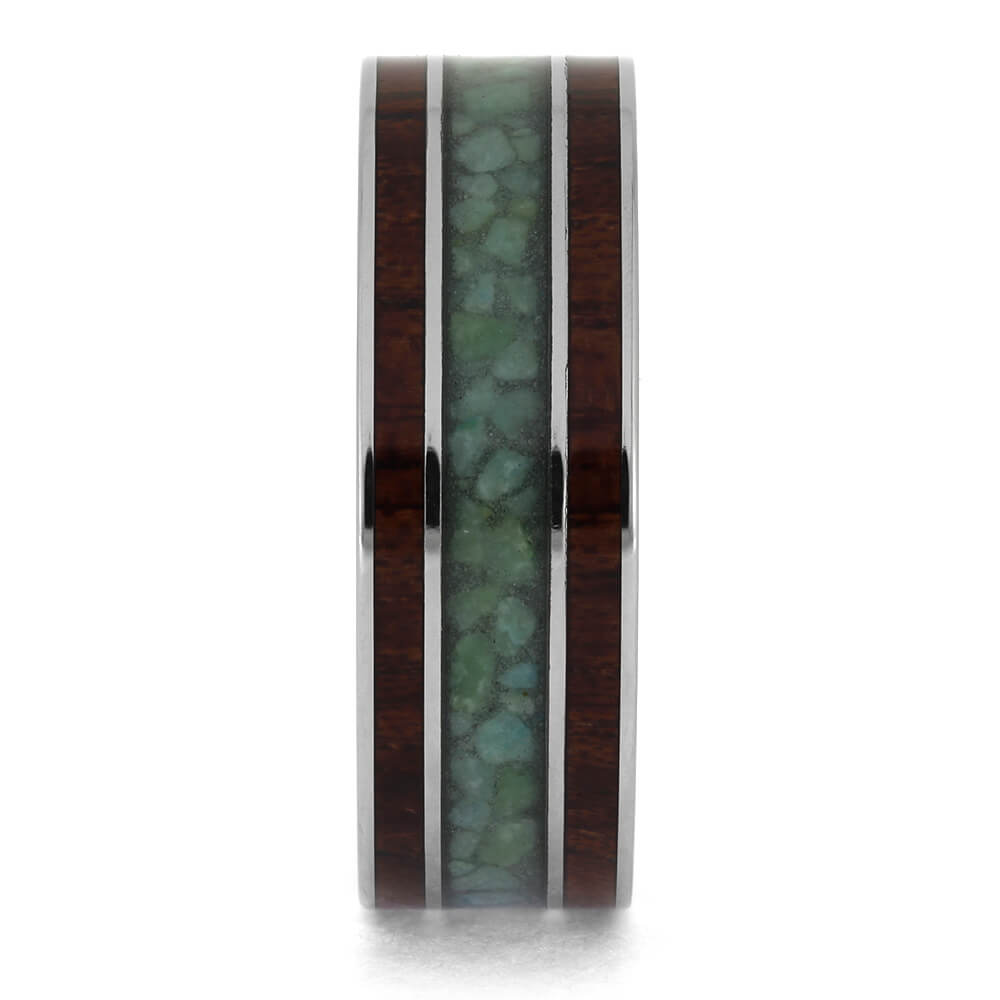 Wood Ring with Chrysocolla