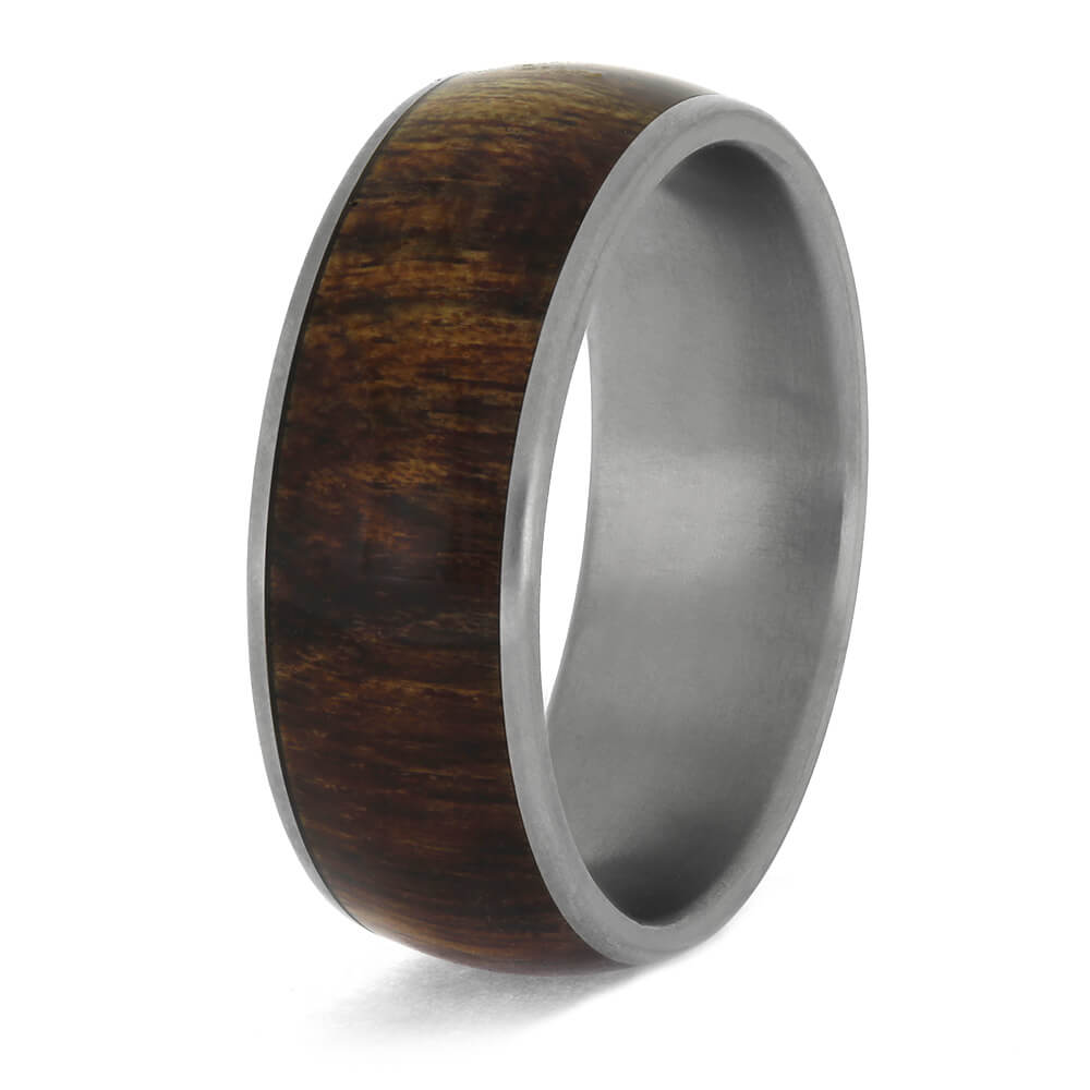 Handmade Titanium Ring with Wood Inlay
