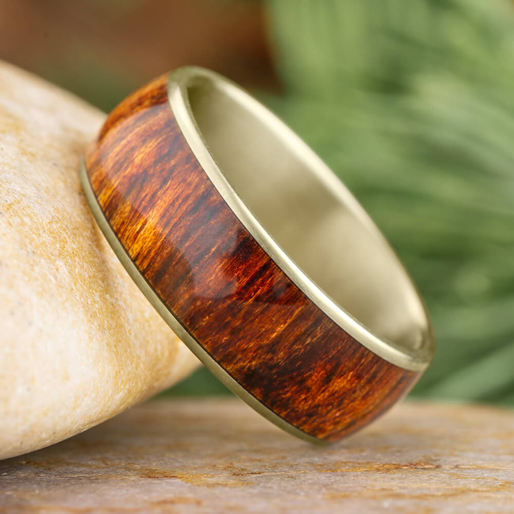 White Gold and Rosewood Wedding Band