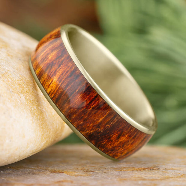 White Gold and Rosewood Wedding Band