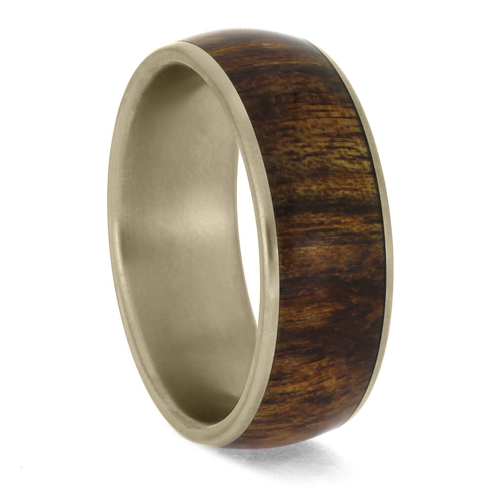 White Gold Ring with Rosewood Inlay