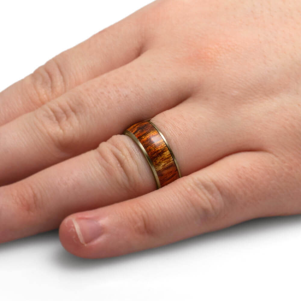 Rosewood and Gold Wedding Band for Men