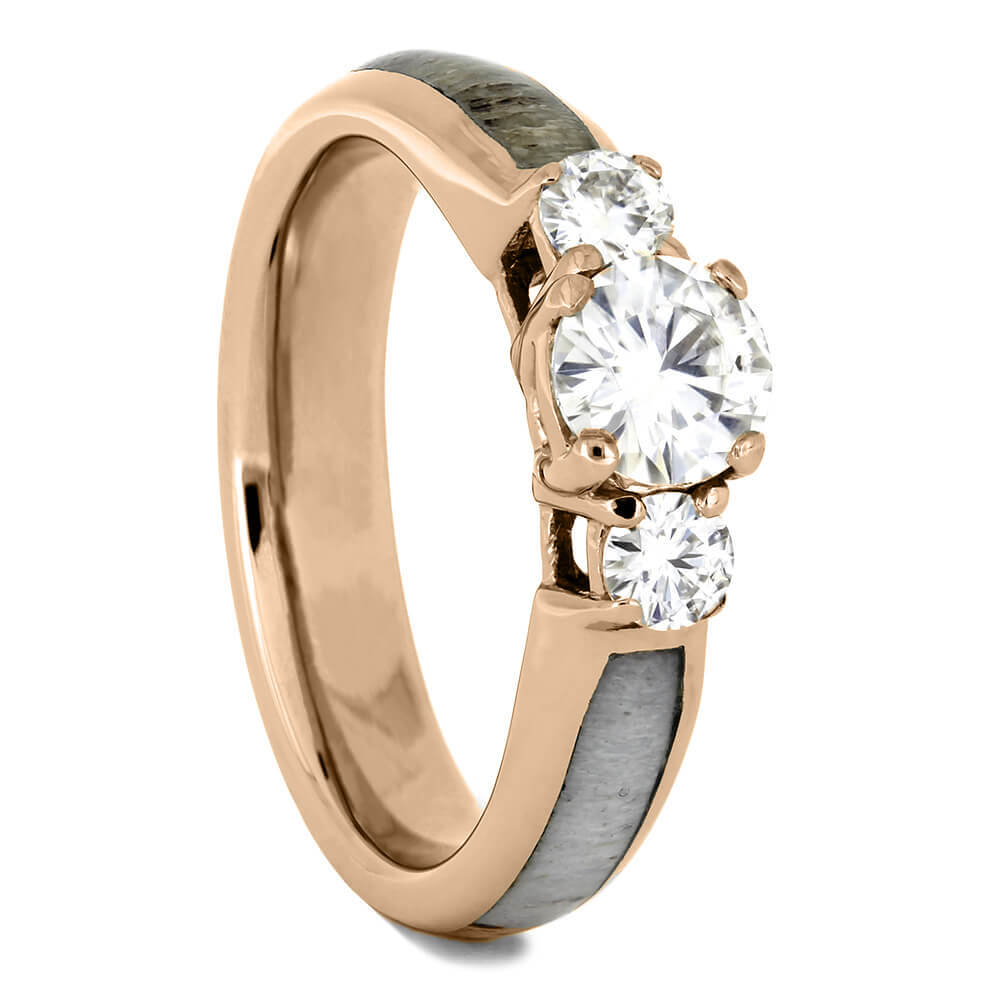 Rose Gold Engagement Ring with Antler