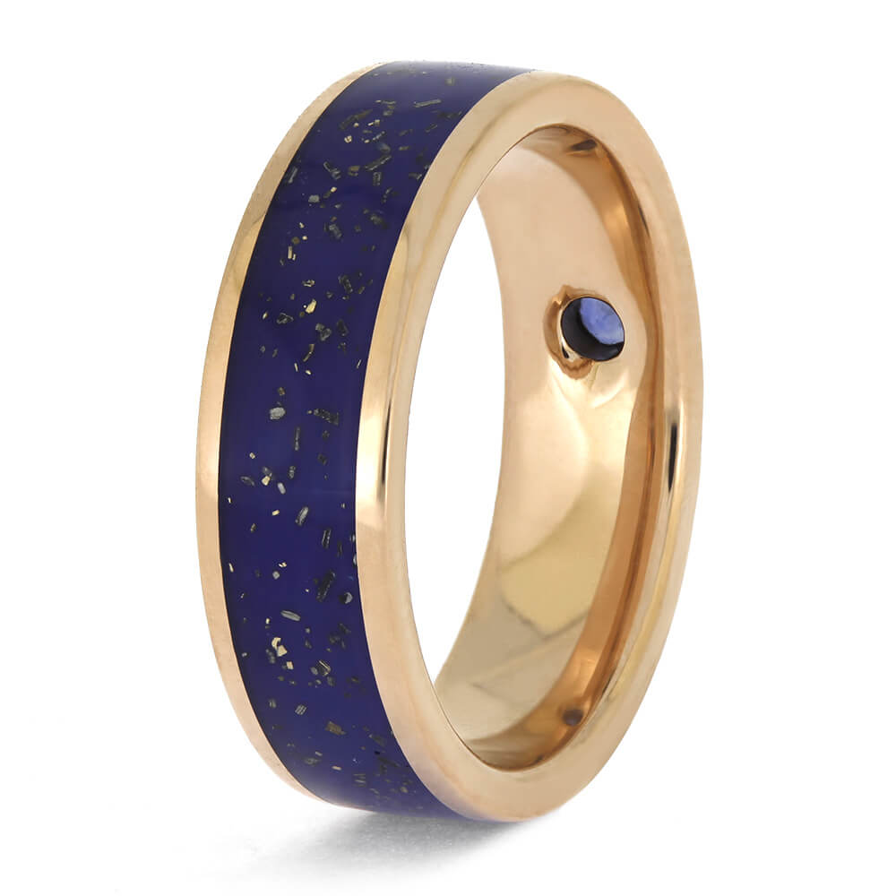 Handmade Meteorite Ring with Sapphire