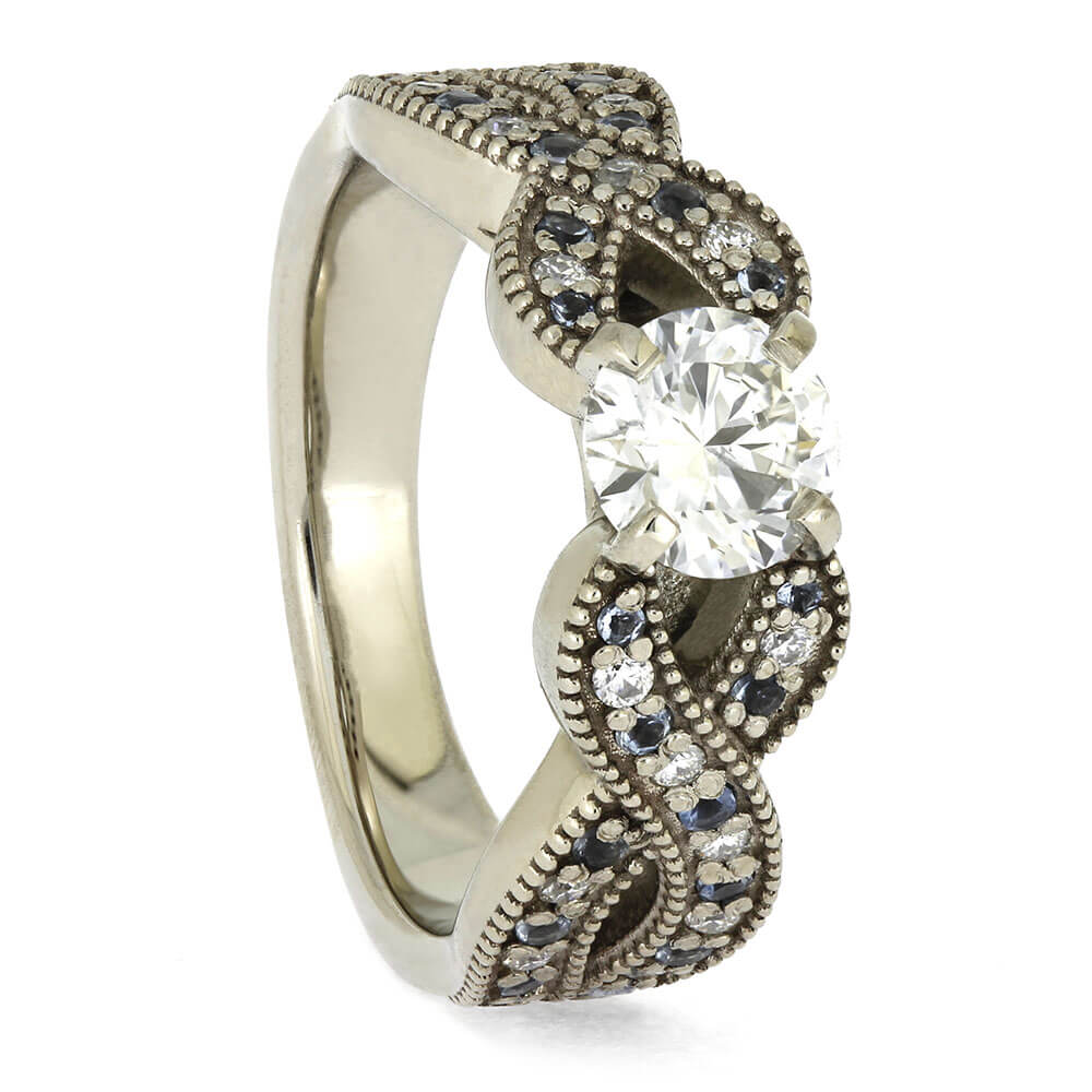 Aquamarine and Moissanite Engagement Ring