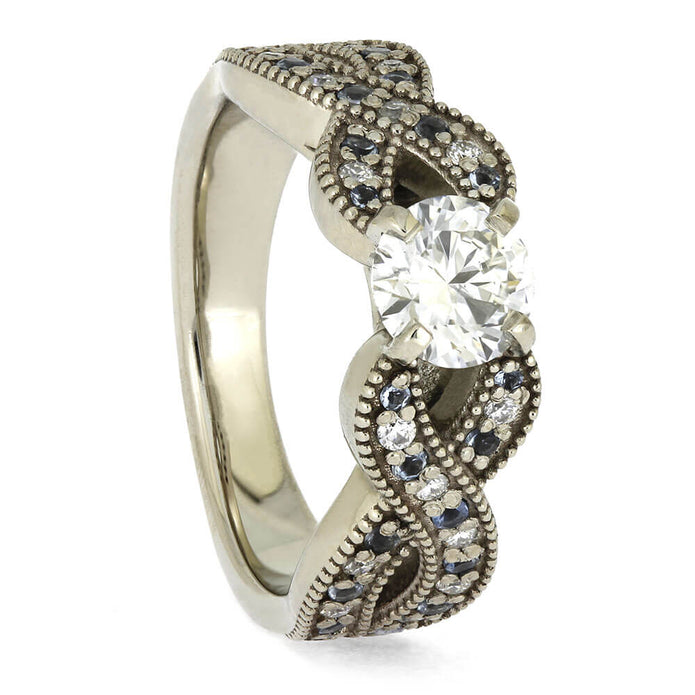 Aquamarine and Moissanite Engagement Ring