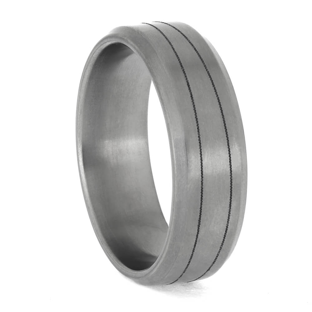 Titanium engraved wedding bands top