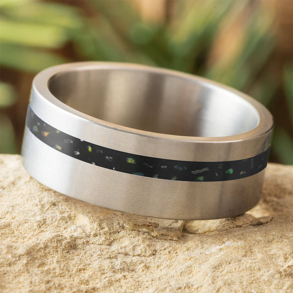 Black Opal Stardust Ring for Men