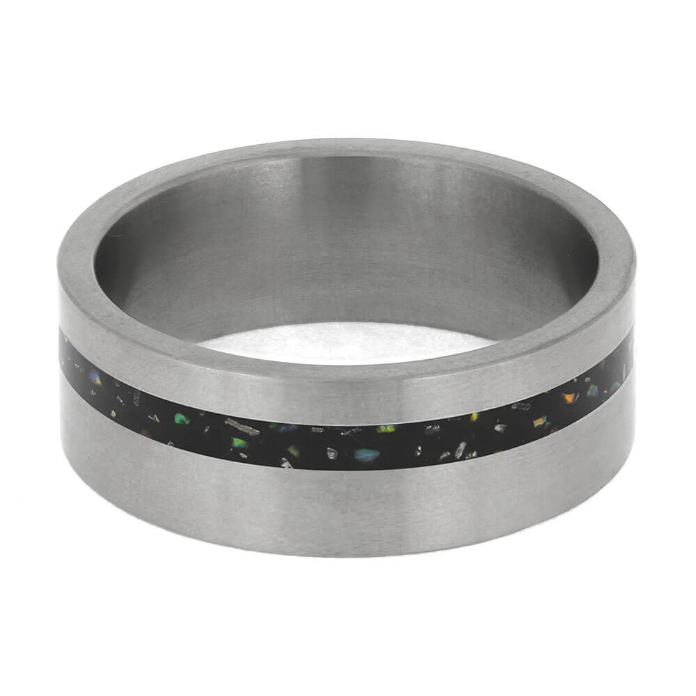 Black Opal Ring in Titanium