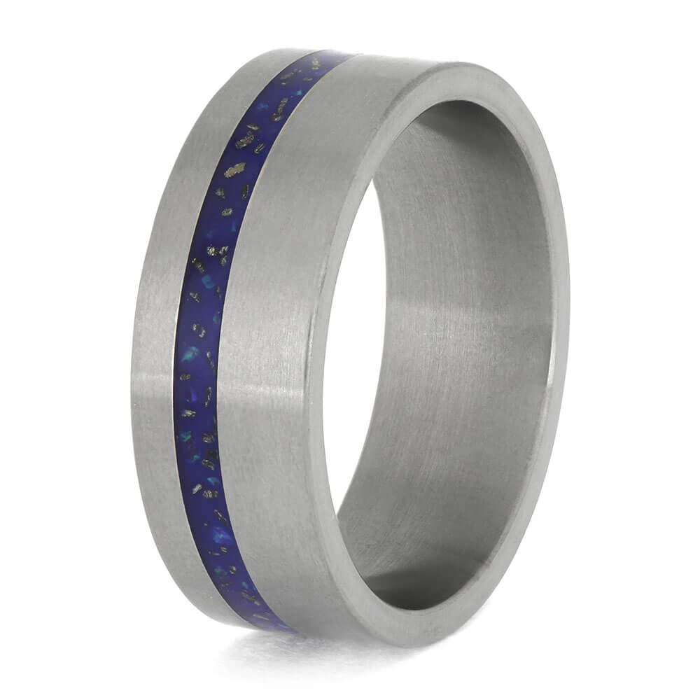 Men's Opal and Stardust Wedding Band