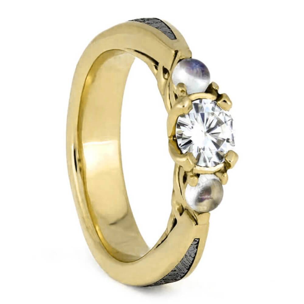 Moonstone and Meteorite Engagement Ring