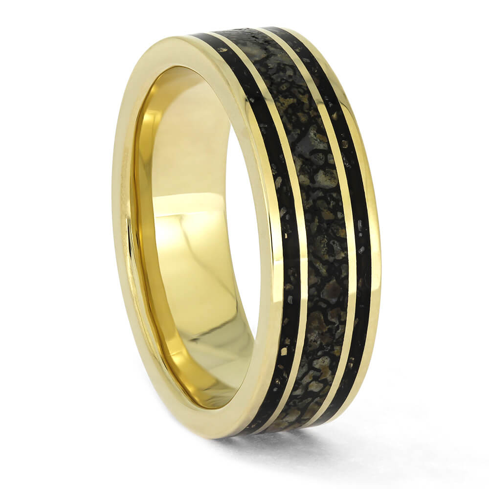 Meteorite Ring with Dinosaur Bone