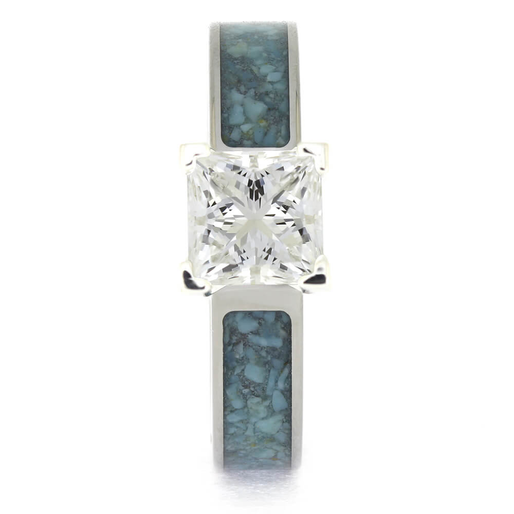 Turquoise Engagement Ring with Square Solitaire