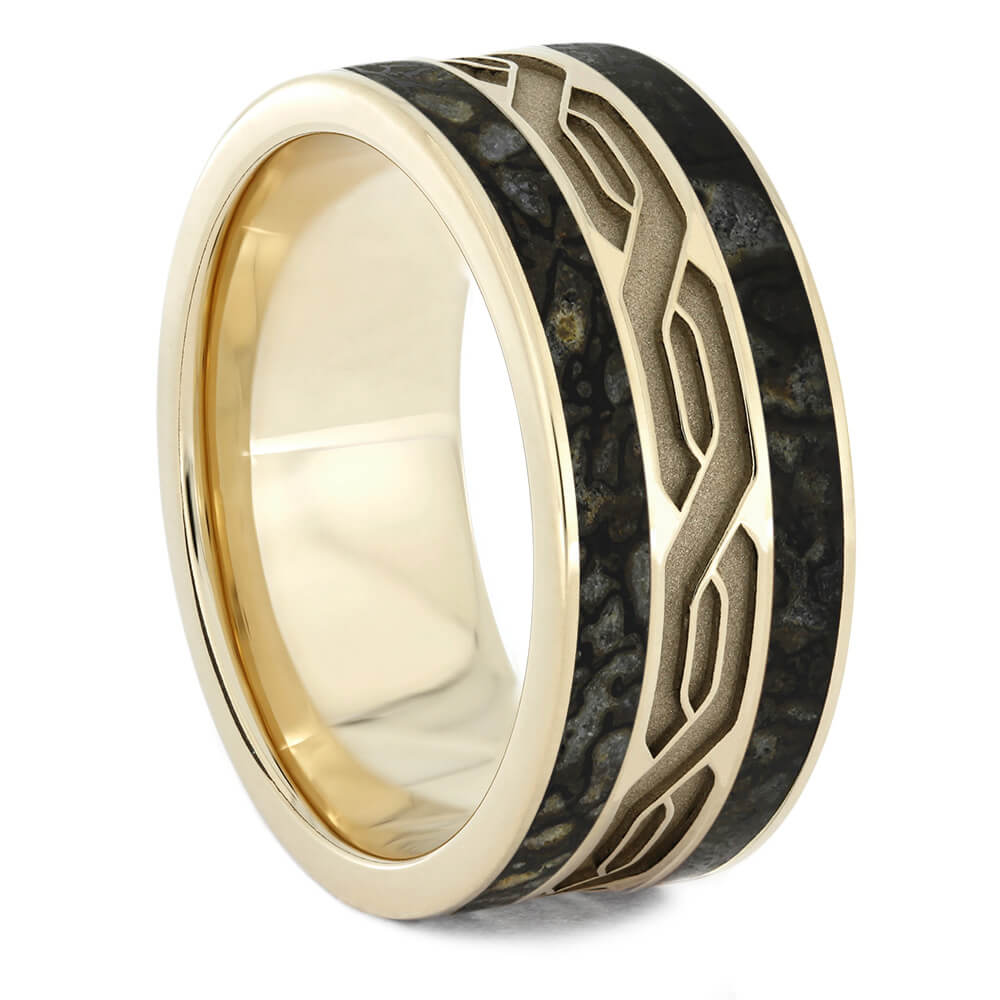 Fossil Wedding Band with Celtic Knot