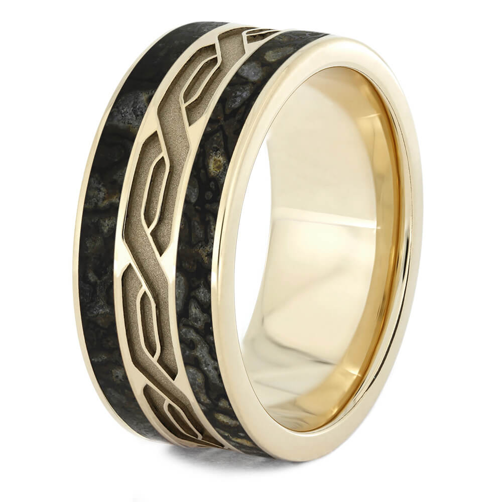 Dinosaur Bone Wedding Band in White Gold