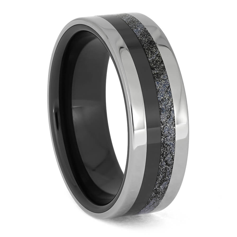 Men's Blue and Black Wedding Band