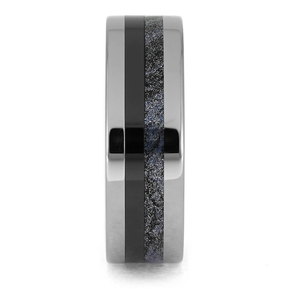Mokume Gane and Black Ceramic Wedding Band
