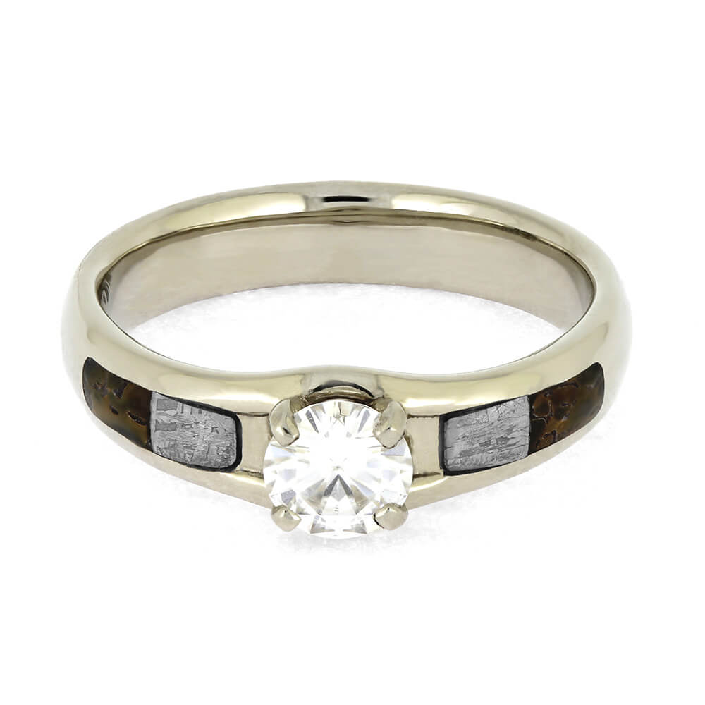 Solitaire Engagement Ring with Meteorite